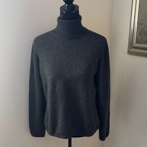 Talora Charcoal gray speckled turtleneck 100%‎ Cashmere sweater Sz L